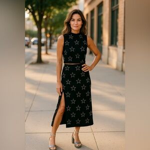 Kate Hewko Star Pattern Black Skirt and Top Set